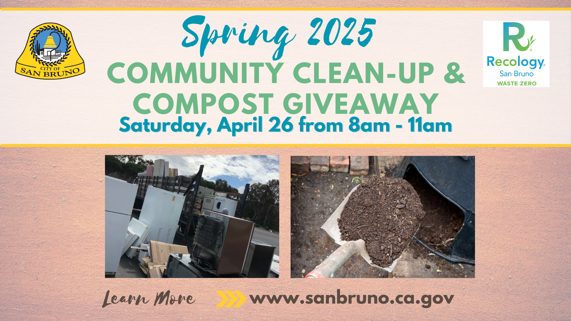 Spring Community Clean Up April 26 at 975 Sneath Ln, Compost Giveaway April 26 and 27 at Lions Field
